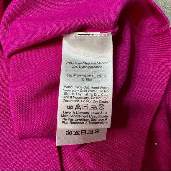 DKNY Pink Studded Crewneck Sweater Donna Karan Embellished Electric Pink Medium - Picture 14 of 15